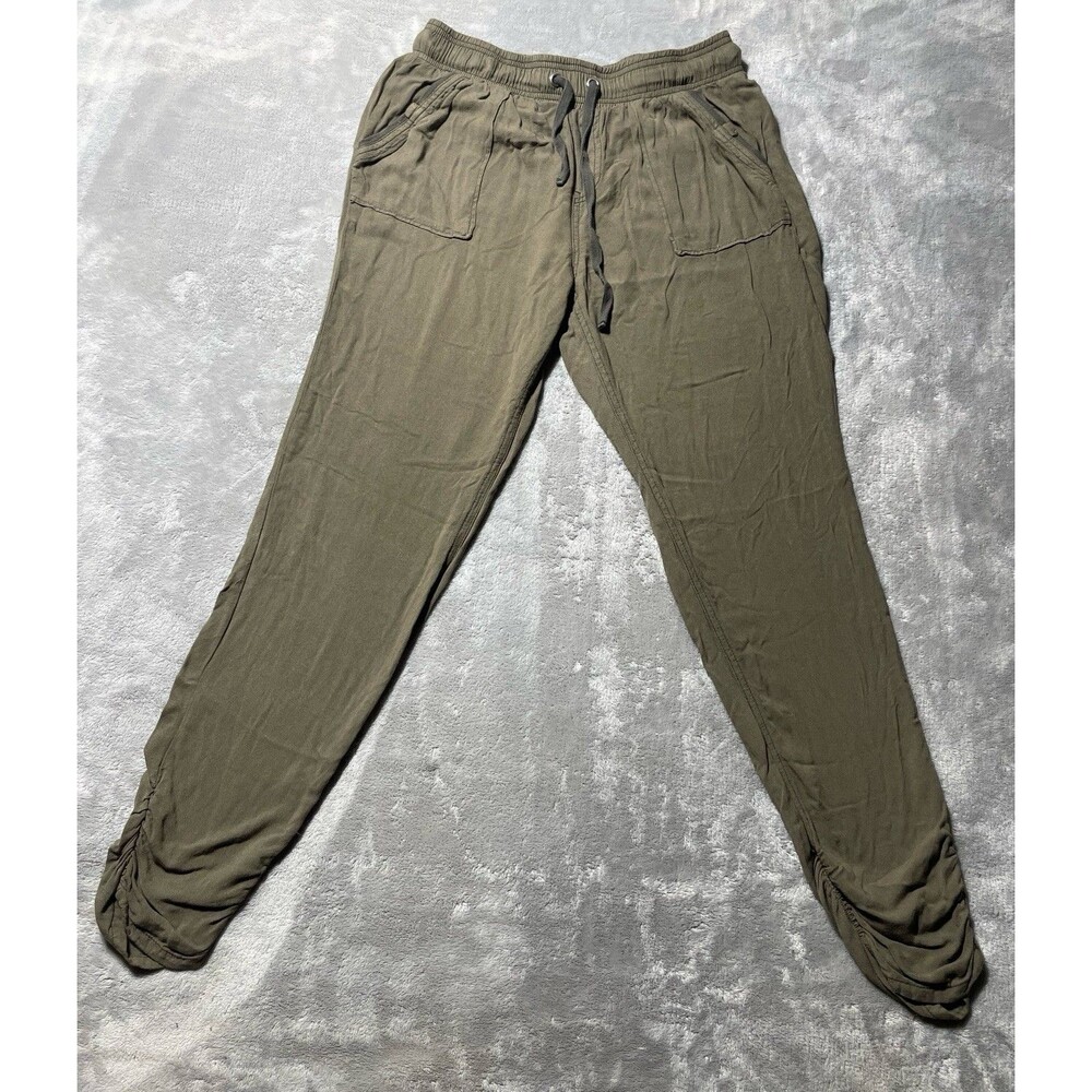 Rewash Womens Crop Jogger Pants Olive Green Pockets Size M